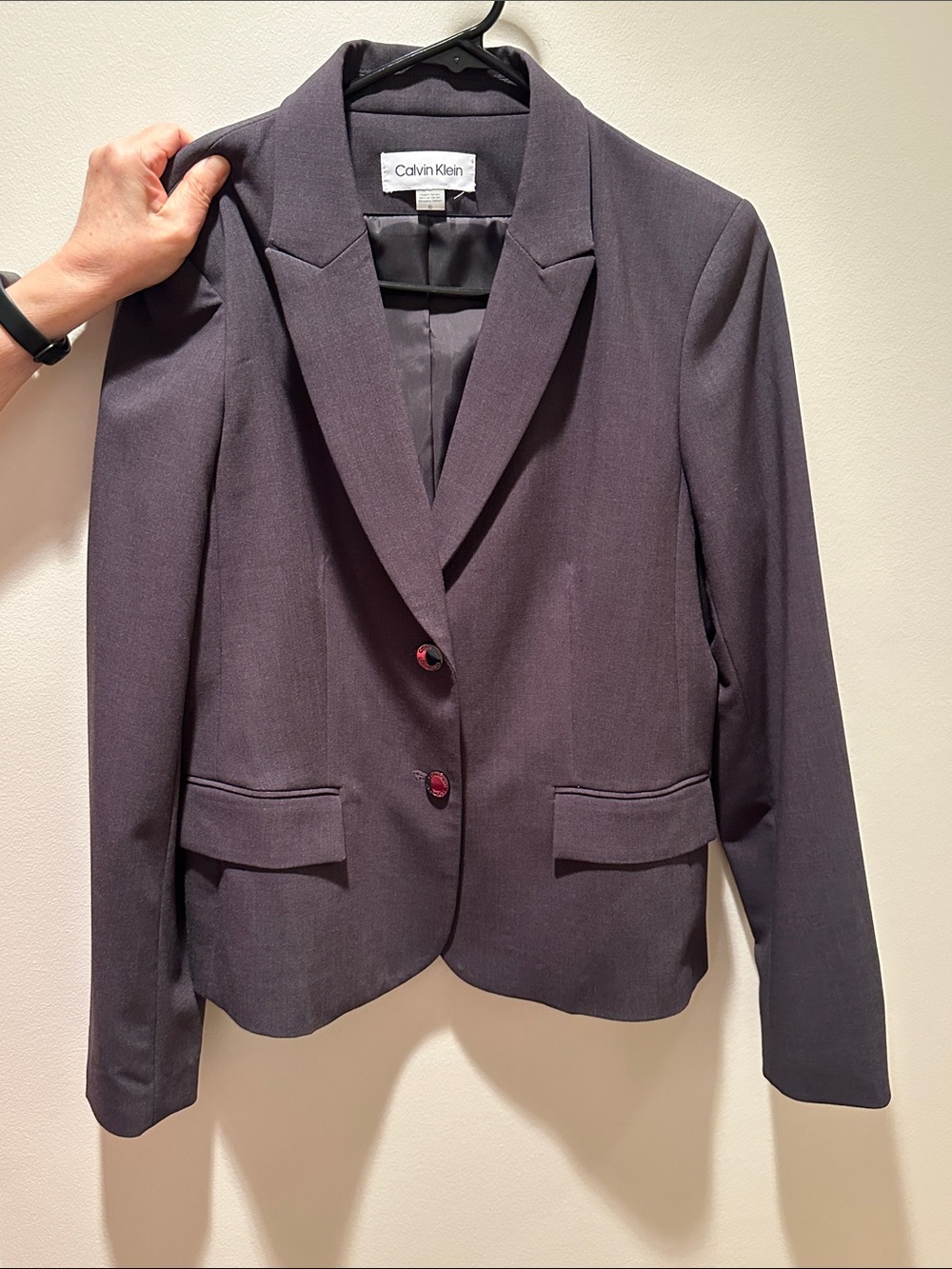 Calvin Klein Gray classic fit Women's Two-Piece Suit Jacket & Trousers